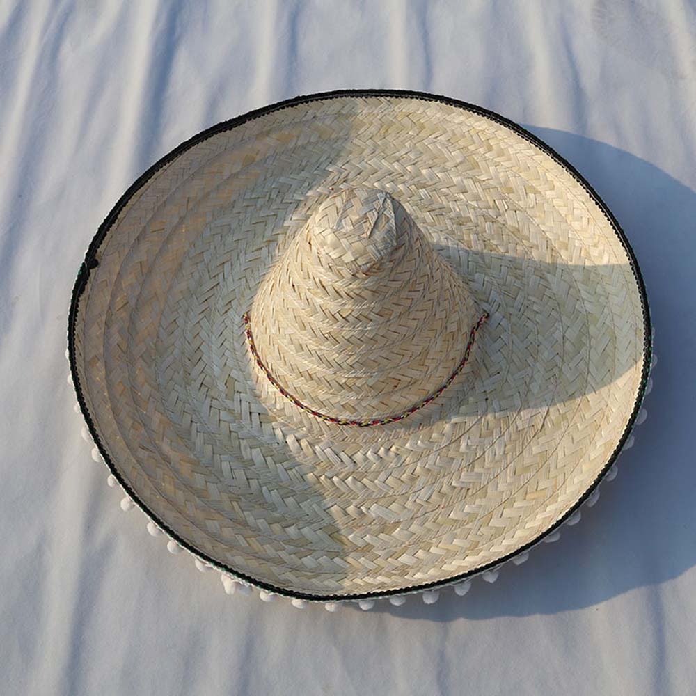 Bucket Hat Straw - Topi Pesta Meksiko Bertepi Lebar Jerami