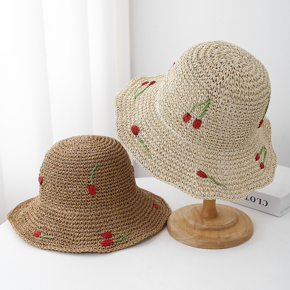 Bucket Hat Straw - Topi Musim Panas untuk Wanita Topi